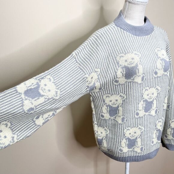 Vintage Adele Knitwear Teddy Bear All Over Print Sweater Medium - Picture 2 of 9